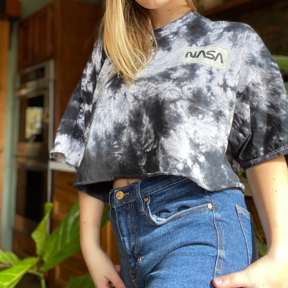 NASA tie dyed large crop top